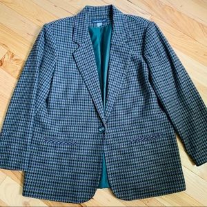 Savannah Blazer VTG Hounds Tooth Lined Wool Blend